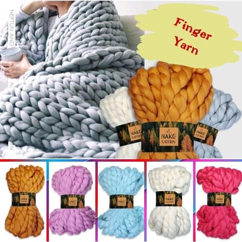 Finger Knitted Yarn - 8 Color Options - 16 Meters(400gr) - Knitting Yarn Ball - Nako Satürn - Premium Acrylic - Cardigan - Sweaters - Quilts - Blankets - Bedspreads - Pillows - Handmade - DIY