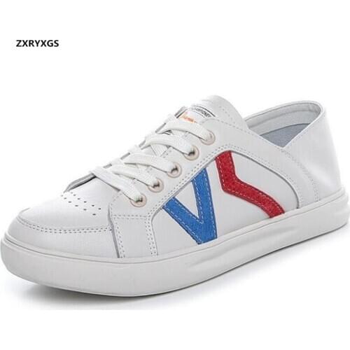 Promotion 2020 New Spell Colors Spring Women Sneakers Genuine Leather Shoes Woman Casual Shoes Flat Comfortable Fashion Shoes