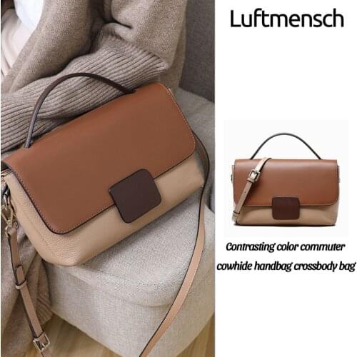 2021 Genuine Leather Women Bags Fashion Handbag Patchwork Female Shoulder Bags Large Capacity Luxury Designer Crossbody Bag Sac