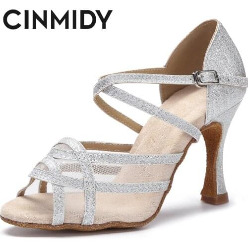 Hot Selling Women Latin Dance Shoes Tango Salsa Rumba Samba Teaching Shoes Golden Ladies Wedding High Heels Women Sandals