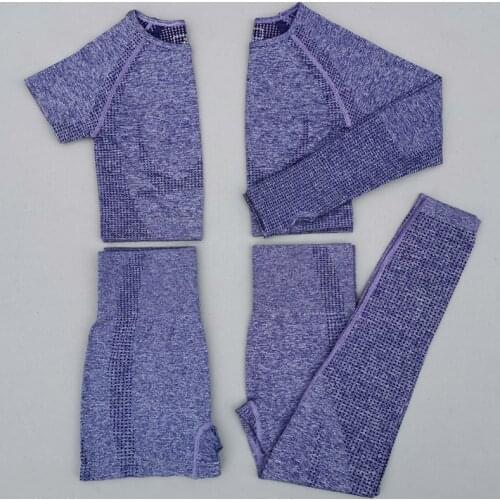 Women Vital Seamless Yoga Set Workout Sport Wear Gym Clothing Short/Long Sleeve Crop Top High Waist Running Leggings Sports Suit