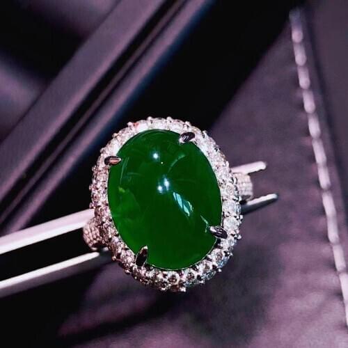 H717 Emerald Ring 9.5ct Pure 18 K Gold Jewelry Nature Green Emerald Diamond Female Rings for women Fine Ring