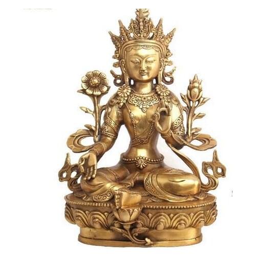 20cm. 30cm Chinese Buddhism Pure Copper Brass Kwan-Yin Bodhisattva statue