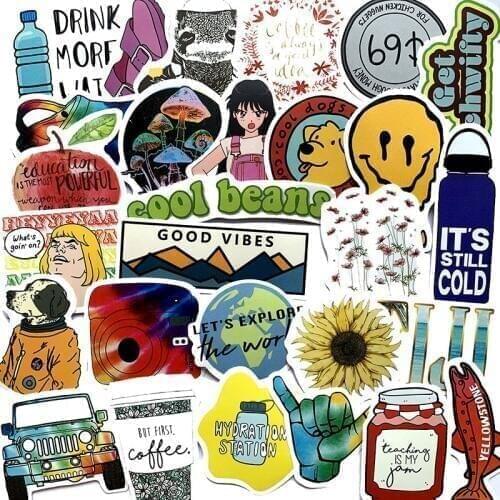 2021 Waterproof fresh 50Pcs/lot ins style cartoon Stickers Backpack Home Decal Pad Bicycle PS4 waterproof Decal