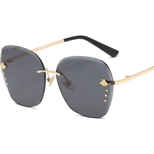 2021 Women Sunglasses Designer Square Metal Eyewear Honey Bee AccessoriesGradient Colors Lenses Driving UV400