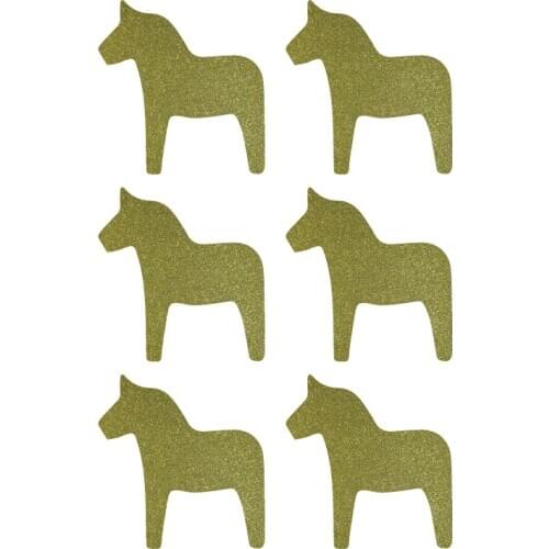 3.8cm Dala Horse gold glitter sticker label