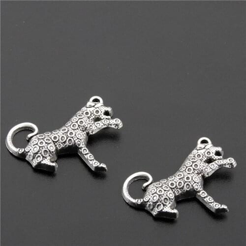 5PCS Silver Color Panther Leopard Charms Pendant Making Diy Handmade Tibetan Jewelry A2678