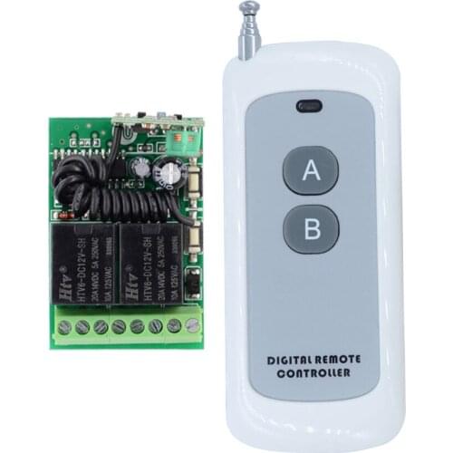 50-500M DC12V Mini Receiver Transmitter 12V 2 CH 10A Wireless Remote Control Lights Switch System 315mhz/433mhz