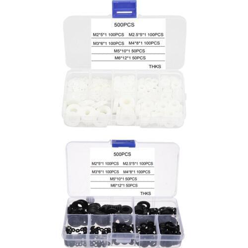 50pcs Nylon Washer Shim Spacer Seals Washer Insulating Gasket Rings Eyelets O-Ring Flat 6 Size Pick M2~M6