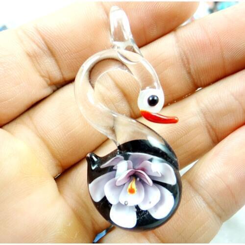 60*22MM Multi-Color Liuli Coloured Glaze Glass Goose Pendant necklace LOOSE BEADS P79