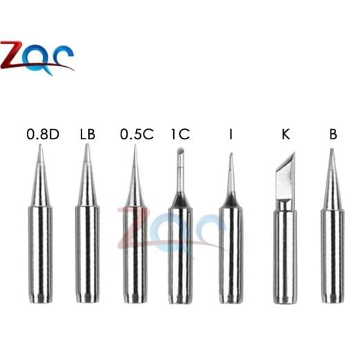 7PCS/Lot 900M Series Soldering Iron Tips 0.8D/0.5C/1C/LB/B/I/K Type Welding Tip for HAKKO 936 937 907