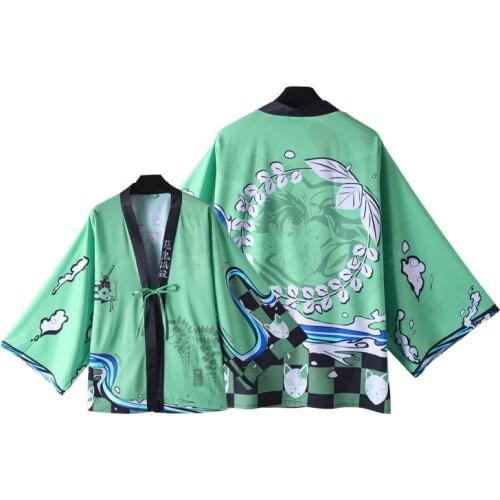 Anime Demon Slayer Kimetsu No Yaiba Tanjirou Kamado Nezuko Cosplay Kimono Coat Cloak Set Bathrobe Two-dimensional Cloak Pajamas