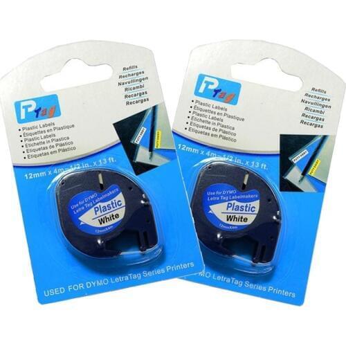 Free shipping 100 pcs/lot 12mm*4m 91201 black on white compatible DYMO LetraTag plasticTape Label