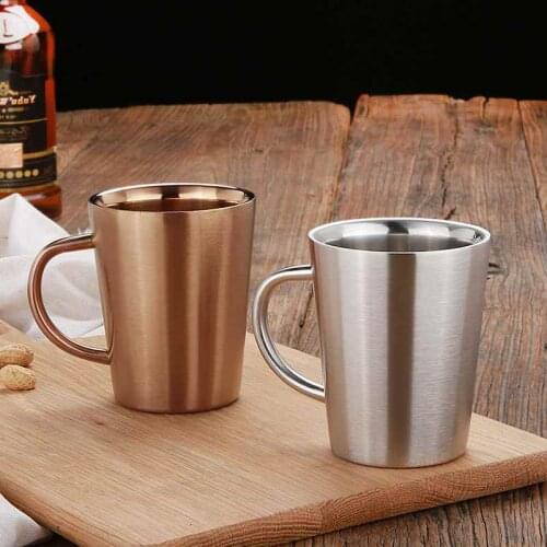 Domestic Mini 360ml Creative Double Wall Electroplate 18/8 Stainless steel Beer Handle Cup Travel Coffee&Tea Mug Drinkware