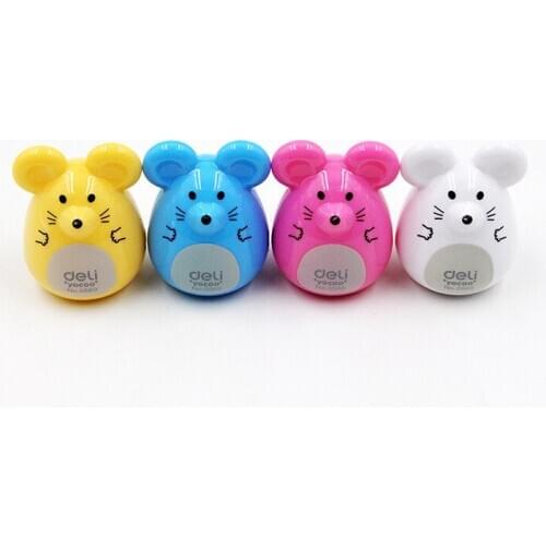 1pc Color Random Plastic Cartoon Mouse Rat Shape Wooden Pencil Sharpener Cutter Student Kids Gift Stationery School Supply