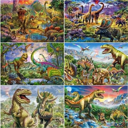 Home Decor Gift haft diamentowy 5D diamond painting Cross stitch set Full square Cuadros tools Mosaic animal Jurassic dinosaur