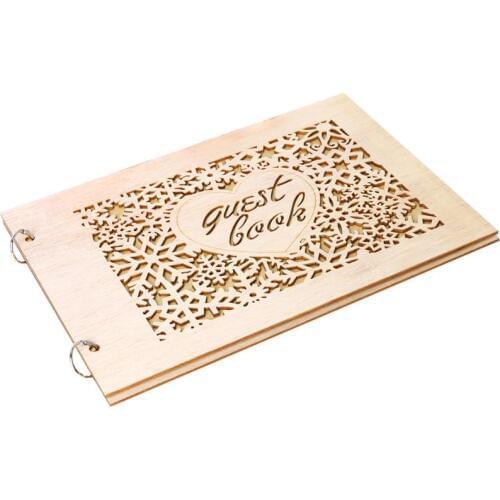 Personalized Guest Book Heart Snowflake Wooden Guestbooks Signature Message Scrapbook Rustic Wedding Gifts