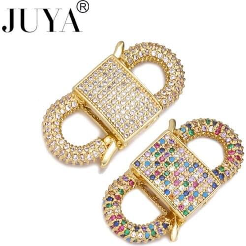 JUYA 5 Pcs Wholesale Fasteners Lobster Clasps Cubic Zirconia Hooks Charms Connectors DIY Handmade Jewelry Findings Accessories