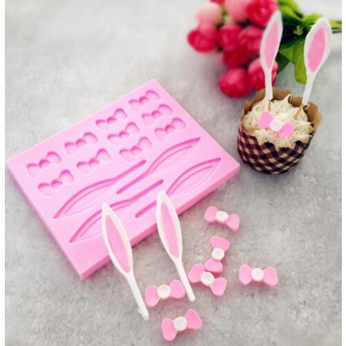 Rabbit Ears Decoration Molds Fondant Cakes Decor Tools Silicone Molds Sugarcrafts Chocolate Baking Tools For Cakes Gumpaste Form