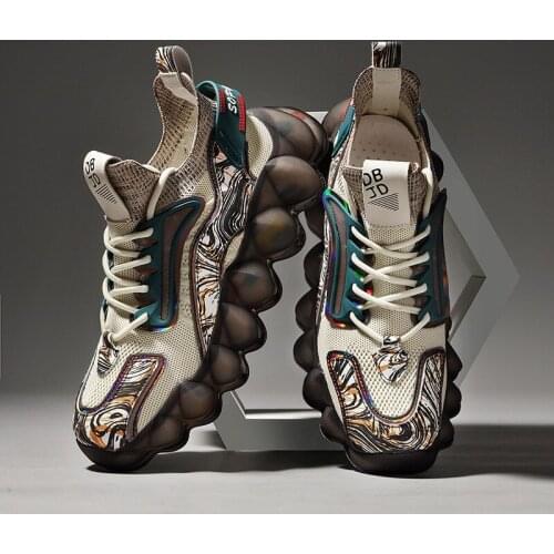 Newest Men Fashion Shoes Comfortable TPU Popcorn Sneakers Male Lace-Up Tenis Masculino Tide Personality Street Walking Shoes Men