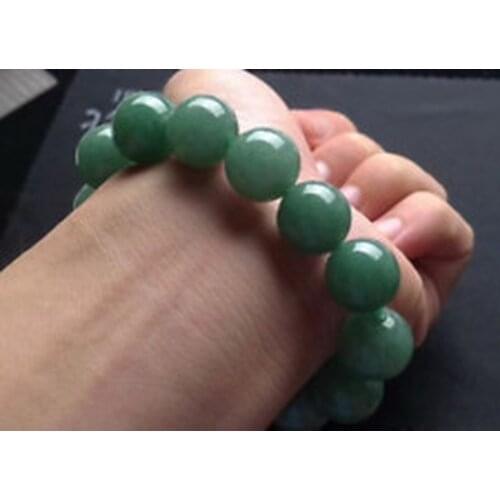 Round Imperial Apple Green JADE JADEITE 13mm Bead Beads Bangle Bracelet AAA