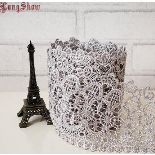 1Lot/15 yards 9cm Width Grey Taupe Color Water Soluble Embroidered Lace Trim Apparel Sewing Lace Border