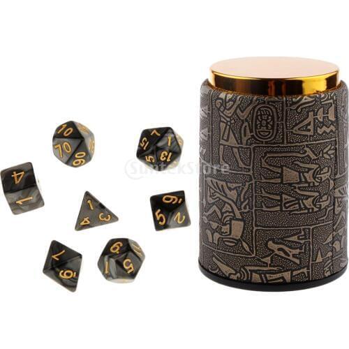 MagiDeal 7 peices Polyhedral Dice for Dungeons and Dragons Dice D20 D12 D10 D8 D6 D4 Table Games +Dice Cup Party Game Toys