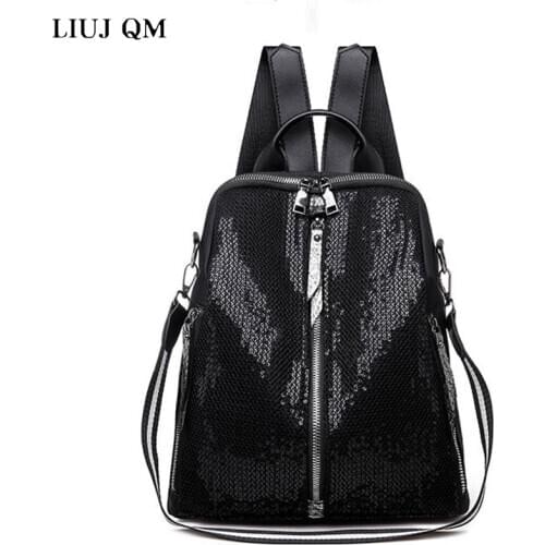 LIUJ QM New School Bag Multifunction Backpack Women Oxford Backpack Bling School Bags Anti Theft Female Sac 2021 Back To School