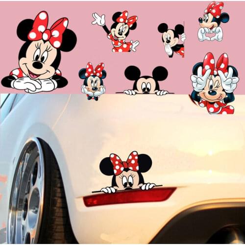 Disney Minnie Cartoon Car Door Seam Sticker Car Decoration Sticker Lovers Cute Scratch Sticker Side Door Block Bumper