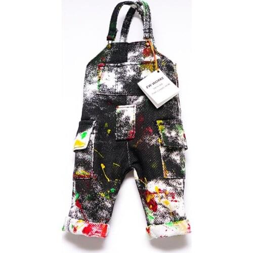 New Collection EW002 1/6 Scale Spray-dyed Hand-Splashed Overalls Jeans For Action Figure Body DIY