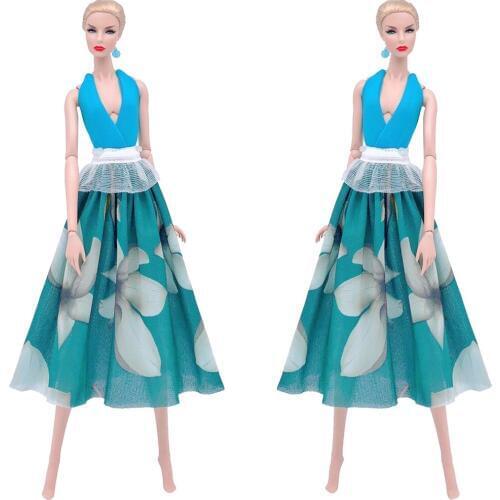 NK 2020 Newest One Set Doll Noble Blue Vest Dress Handmade Fashion Skirt Set Accessories For Barbie Doll Best Girl Gift 237A