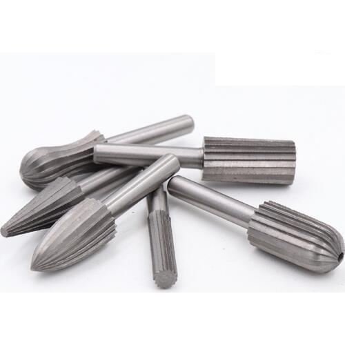 New 6pcs/set Rotary File Cutter 6mm Shank Dremel Rotary Tools Bearing Steel Burr Electric Grinding Metal Graver Tool Accessorie