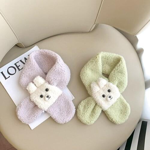 2-6Y Cute cartoon imitating lamb fur childrens plush scarf winter thickening scarf baby kids warm collar