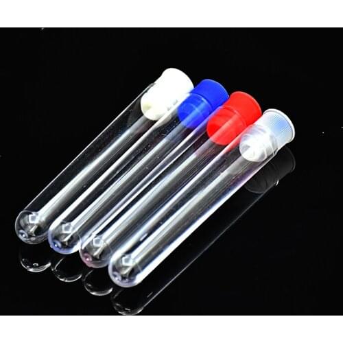 100pcs/lot 12*75mm hard plastic tube 5ml polystyrene test tube High transparency ps test tube with Stopper