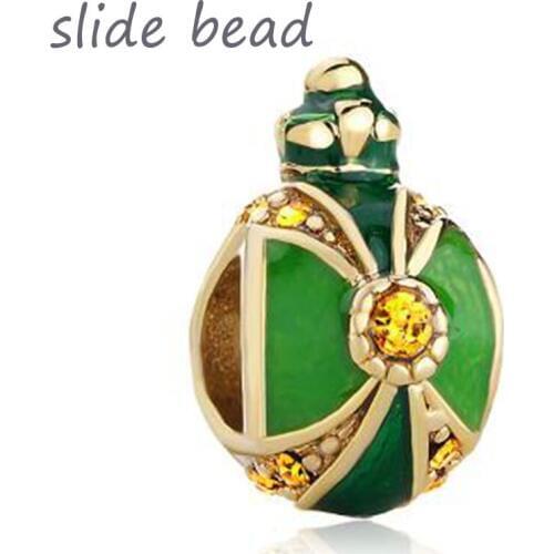Fit Pandora charm bracelets Crown Peridot Light Crystal Faberge Egg Beads Charm Bracelets Beads for jewelry making