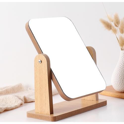 Wood MDF Portable Table Mirror, Vanity Mirror, Rotatable 360 Desktop Cosmetic Mirror Home Decor