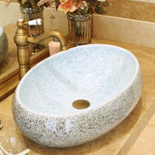 Oval Bathroom Cloakroom Europe Art wash basin Ceramic vessel Counter Top Wash Basin Bathroom Sink ceramic patterned wash basin