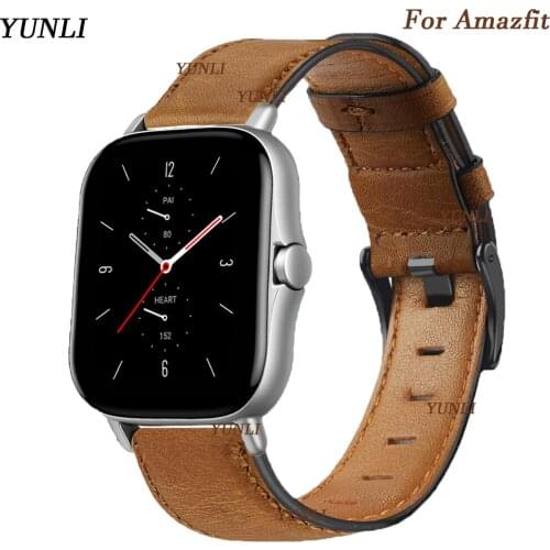 22mm watch band for xiaomi Amazfit Pace/Stratos 2 2S /gtr 47mm Genuine Leather watchband smart correa amazfit Stratos 3 straps