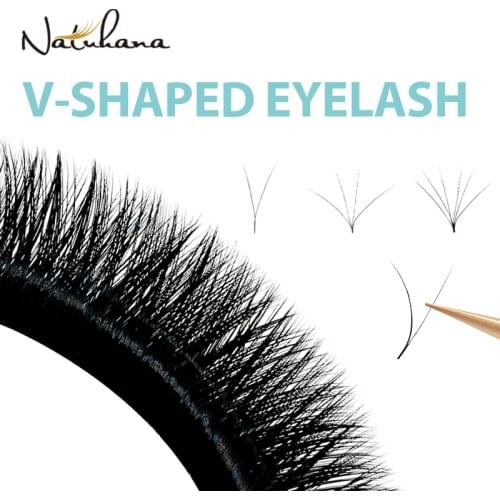 NATUHANA V Shape Auto-Fans Eyelash Extension Premade Volume Eyelashes Maquiagem Cílios Individual Silk V Type Easy Fan Lashes