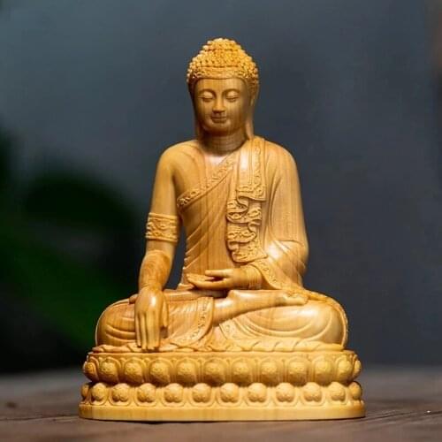Sakyamuni-Mini Thailand Buddha Statue Boxwood Figurines Collection Home Decor Ornaments 10CM