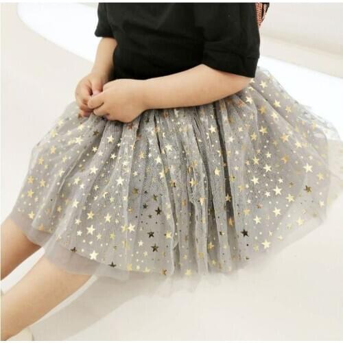 5Colors Baby Girl Sequins Stars Mesh Tutu Skirts Girls Kids Dancing Princess Party Skirt Spring Autumn Summer Clothes 2-8age