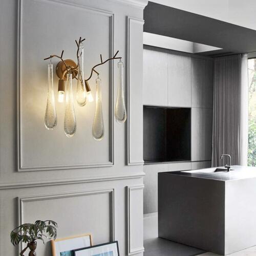 LED Post-modern Bubble crystal Wall light sconce for dining room Bedside Wall Lamp fixture Hotel Living Bedroom Reception room