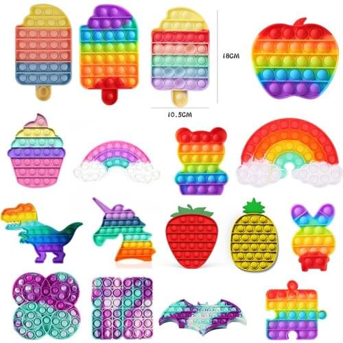 Rainbow Toys Push Bubble Sensory Toys Anti Stress Squeeze Desktop Reliever Autism Squishy Toys Adult Children Toys