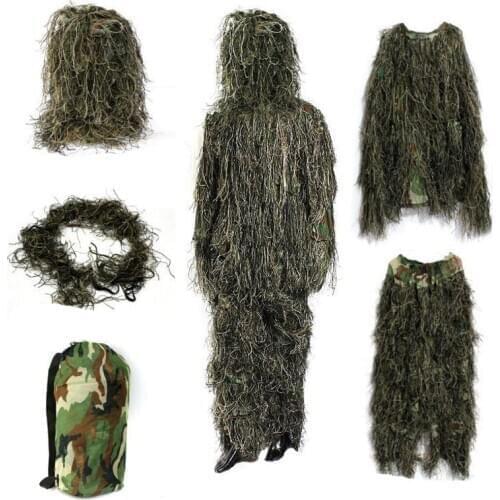 Tactical Camouflage Clothing 3D Withered Grass Ghillie Suit 5 PCS Sniper Military Hunting Suit Army Hunting Clothes Birding Suit