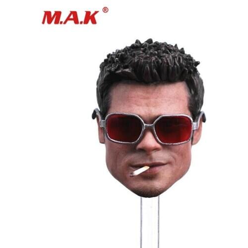 1:6 Scale Fight Club Brad Pitt Head Sculpture With Glasses Smoke Female head Sculpt in stock