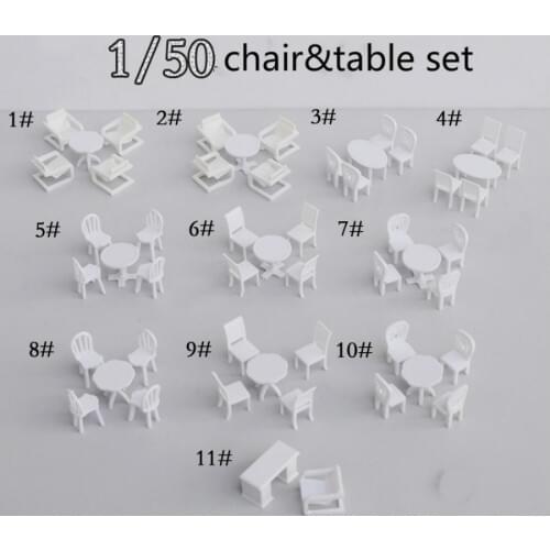 10sets/lot ABS White Color 1/50 Scale Model Indoor Furniture For Train Layout Building Materials