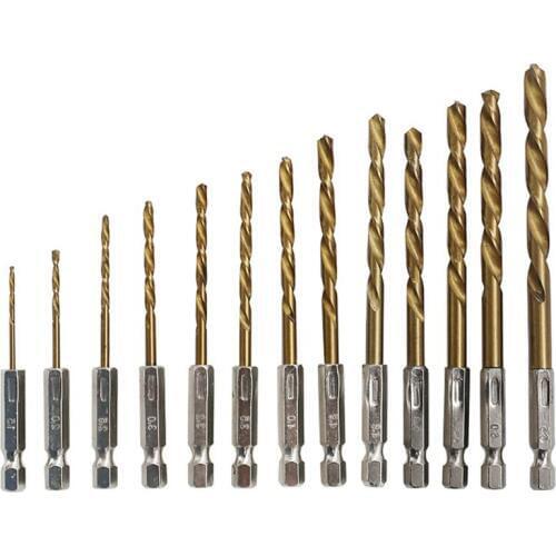 13pcs/Set Power Electric Tools Drills for Metal Quick Drill Bit Set Hex Shank 1.5-6.5mm Countersink Screwdriver