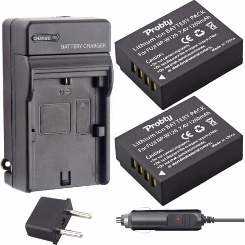 2Pcs Probty NP-W126 NP W126 NPW126 Battery + Charger for Fujifilm HS30EXR X-A1 X-A2 X-A3 X-E1 X-E2 X-E2S X-M1 X-Pro1 X-T1 X-T10