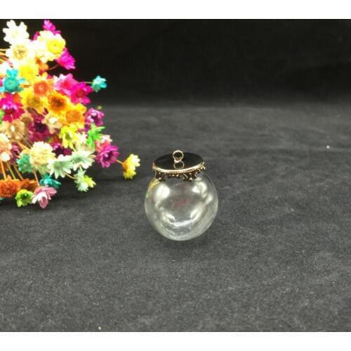 3sets/lot 25*15mm glass globe crown base set glass vial pendant glass bottle dome cover necklace pendant charms jewelry findings