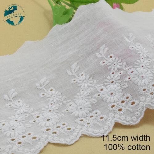 3yards 11.5cm width 100% cotton embroidery lace french lace ribbon fabric guipure diy trims warp knitting sewing Accessories3247